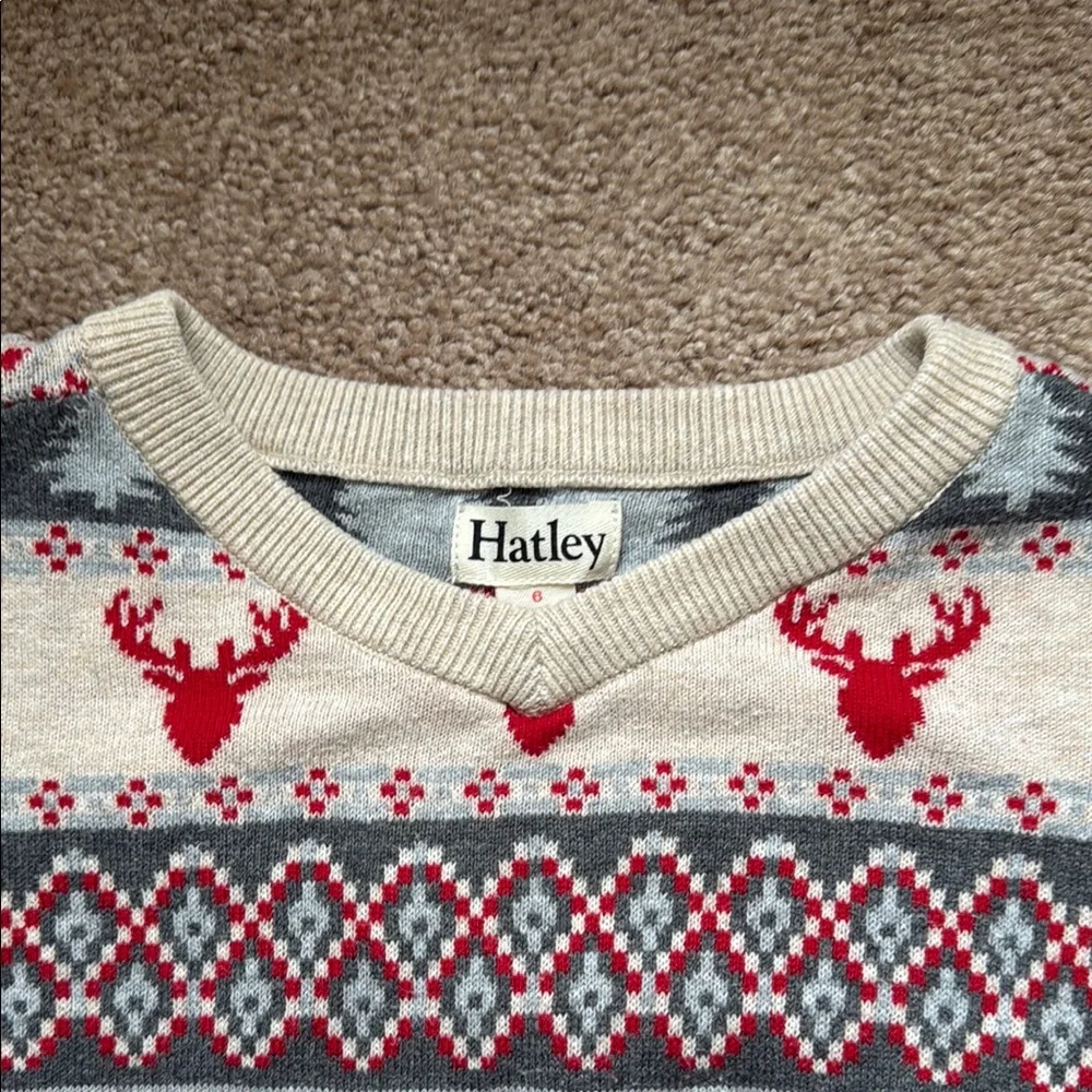 Hatley Kid’s Festive Sweater - Cream and Red